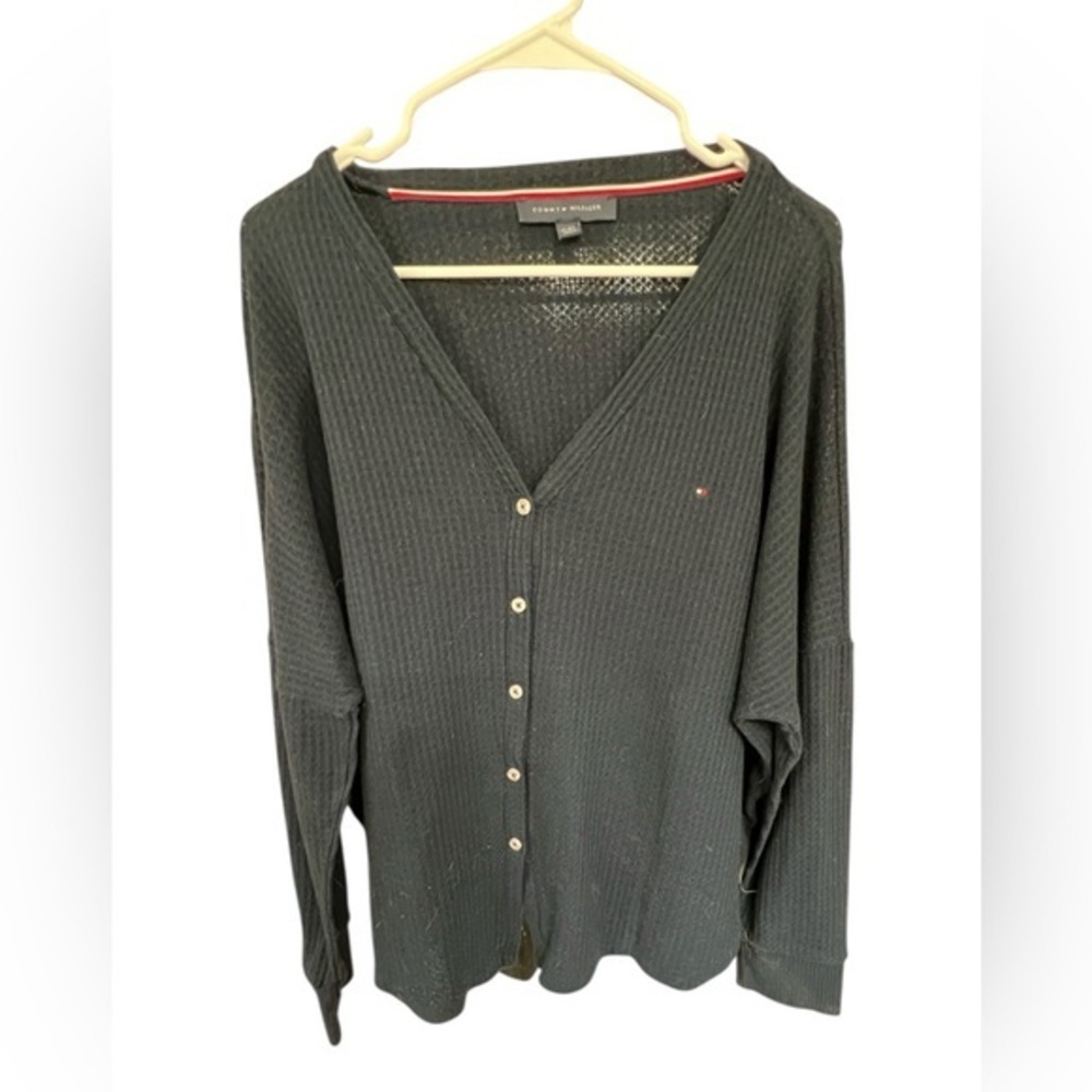 Tommy Hilfiger Navy Textured Button Up Cardigan